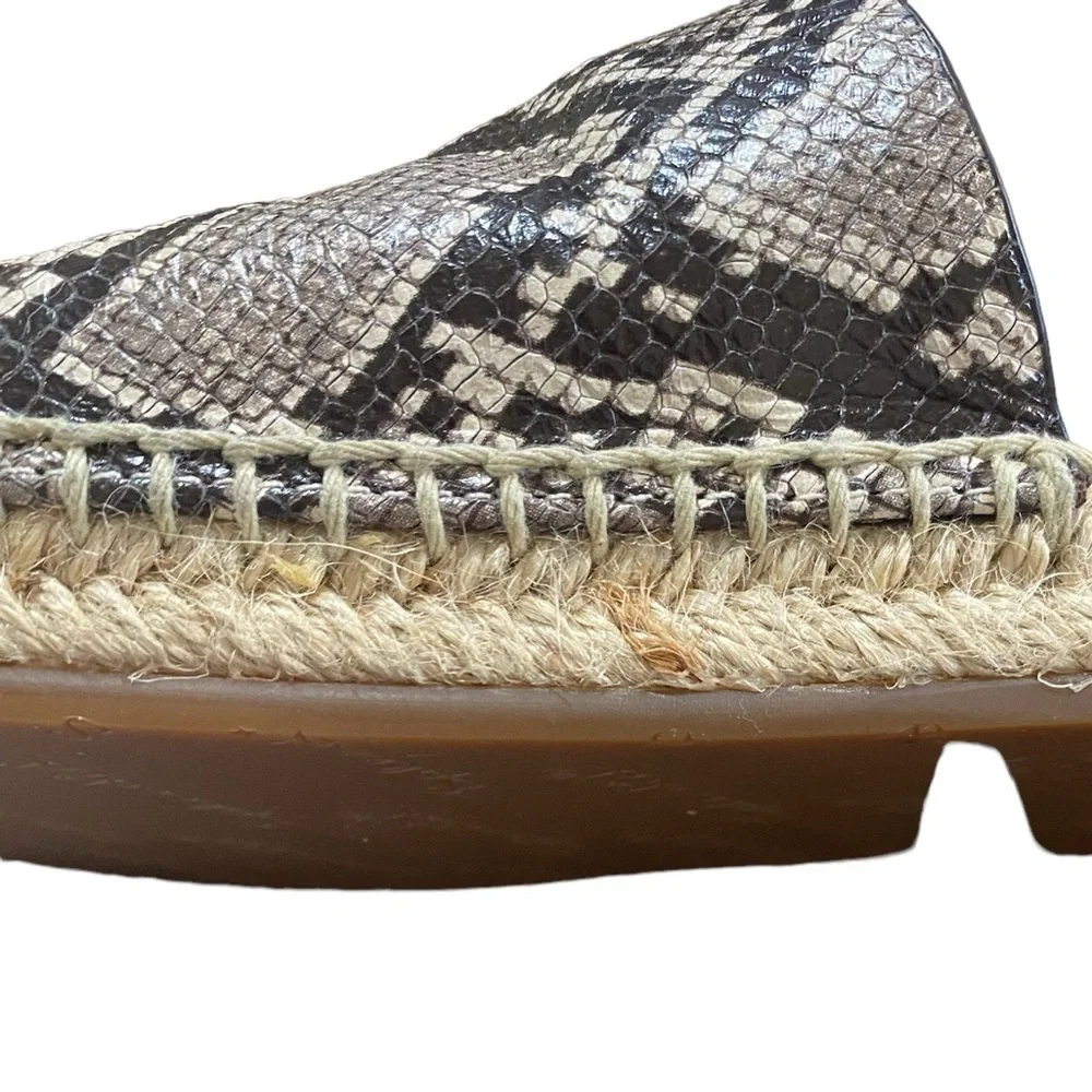 SPLENDID - SNAKESKIN SLIDES /‎ ESPADRILLES / MULE - DARK BROWN & TAN - S6